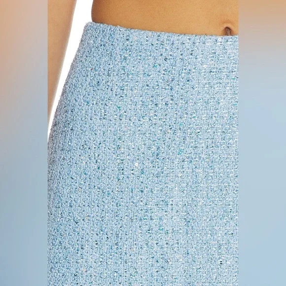 Bronx & Banco Blair Blue Tweed Silver Sequin Embellished Mini HighRise Shorts XS - Picture 3 of 16